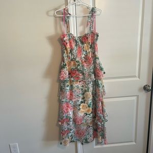 Betsey Johnson Floral Ruffle Midi Dress